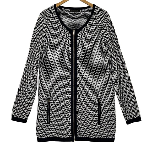 Jones New York Zippered Sweater Jacket Mid-Length 0X (12W) Career Office NWOT - Picture 1 of 12